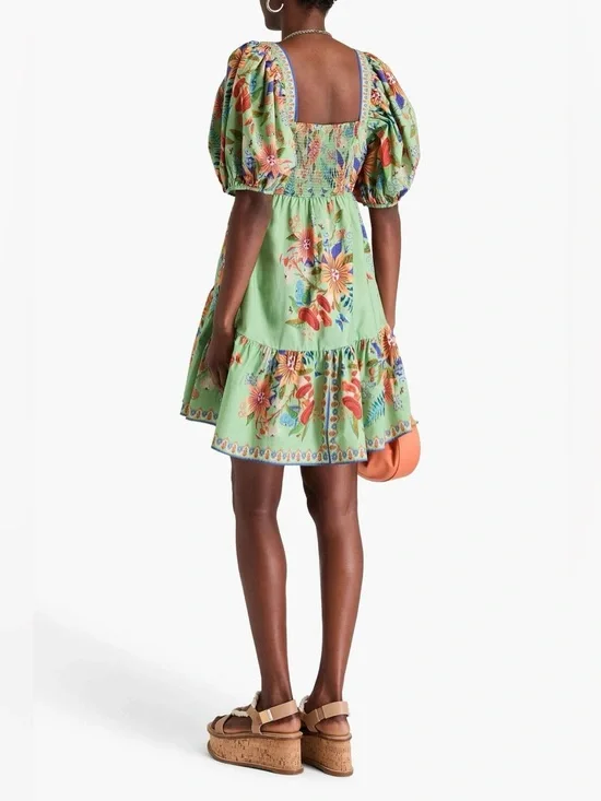 Farm Rio Yard Green Floral Mini Dress - Picture 7 of 8